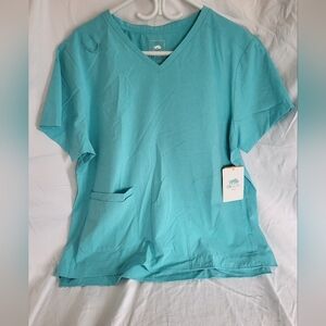OxGear Women's Turquoise Scub Top, Made w/ Polygiene,  Lots of Pockets, XL, NWT